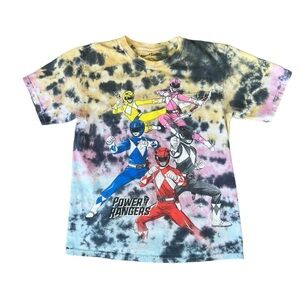Power Ranger Tie Dye Graphic T-Shirt Medium All Over Print Superheroes Retro